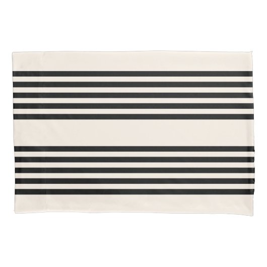 Zwart en beige vijf strips kussensloop (Voorkant)