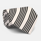 Zwart en beige vijf strips stropdas (Opgerold)