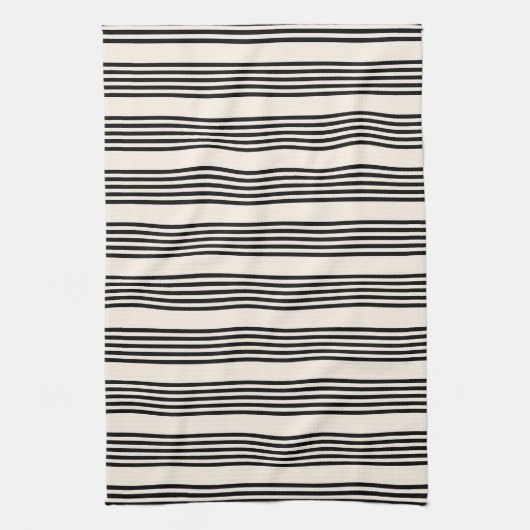 Zwart en beige vijf strips theedoek (Verticaal)