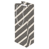 Zwart en beige vijf strips wijn cadeautas (Achterkant Gekanteld)