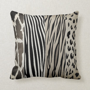 Zwart en beige Zebra Stripe Pillow, gedrukt Kussen
