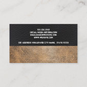 Zwart en bewerkt bruin leder visitekaartje (Achterkant)