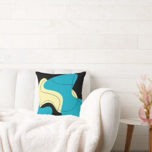 Zwart en blauw Abstract ontwerper Kussen