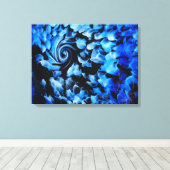 zwart en blauw abstracte draaikolk canvas afdruk (Insitu (Houten vloer))