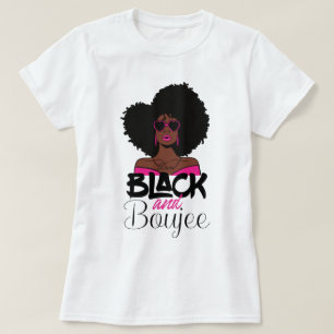 Zwart en blauw Afro-Amerikaanse vrouw T-shirt