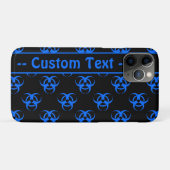 Zwart en Blauw Biohazard Telefoon Case w / Tekst (Achterkant (horizontaal))