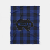 Zwart en blauw Buffalo Check Beer Monogram Fleece Deken (Voorkant)