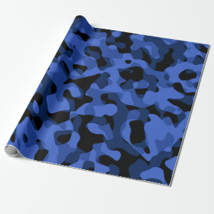 Zwart en blauw Camouflage Afdrukpatroon Cadeaupapier