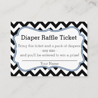 Zwart en blauw Chevron Luier Raffle Ticket Informatiekaartje