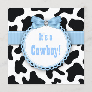 Zwart en blauw Cowboy Baby Shower Kaart
