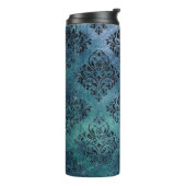 Zwart en Blauw Damask Thermosbeker (Gedraaid links)