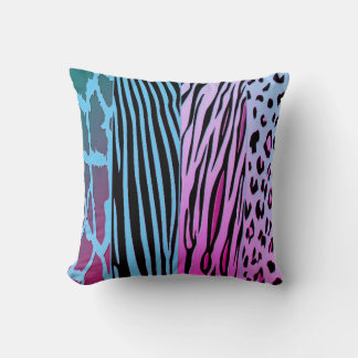 Zwart en blauw dier bedrukt zebra streep kussen