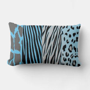 Zwart en blauw dierprint zebra streep kussen
