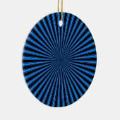 Zwart en blauw Funky Striped Abstracte Kunst Keramisch Ornament (Rechts)