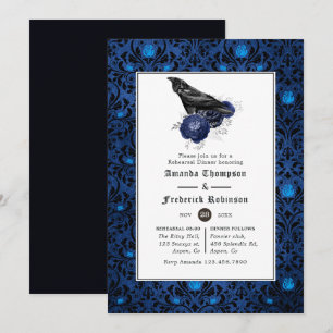 Zwart en Blauw Gotisch Bloemensmiddaeetje Kaart