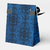 Zwart en Blauw Gotisch Damast Bedankdoosjes (Achterkant)