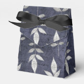 Zwart en Blauw  Grunge Bladeren Bedankdoosjes (Voorkant Zijde)