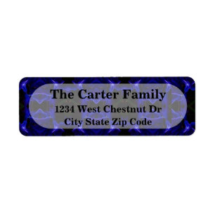 Zwart en blauw kantoor-adresretourlabel etiket