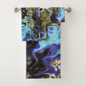 Zwart en blauw marmeren tie kleurstof bad handdoek (Insitu)