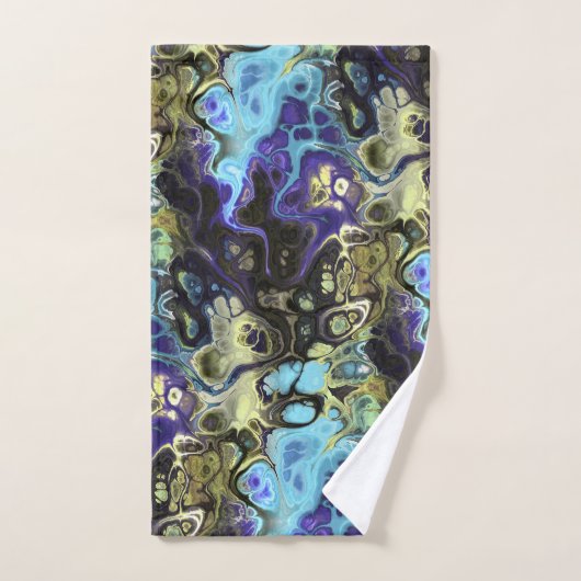 Zwart en blauw marmeren tie kleurstof bad handdoek (Handdoek)