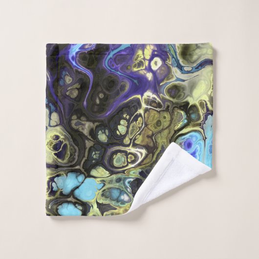 Zwart en blauw marmeren tie kleurstof bad handdoek (Wasdoekje)