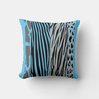 Zwart en blauw, met Zebra strepe Pillow bedrukt Kussen