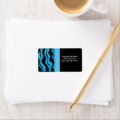 Zwart en blauw modern Zebra Pattern Etiket (Insitu)