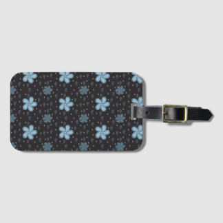 Zwart en Blauw Paisley Designer Bagage Label