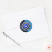 Zwart en Blauw Pookspaander met Douanemonogram Ronde Sticker (Envelop)