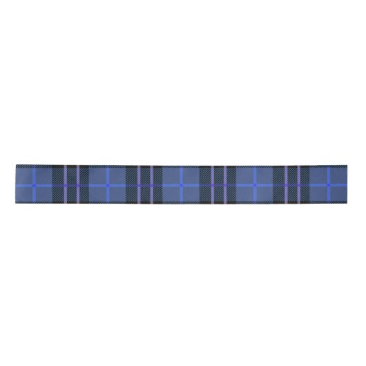Zwart en Blauw Tartan Plaid Satijnen Lint (Voorkant)