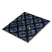 Zwart en blauw Urban Modern Diamond Pattern Tegeltje (Zijkant)
