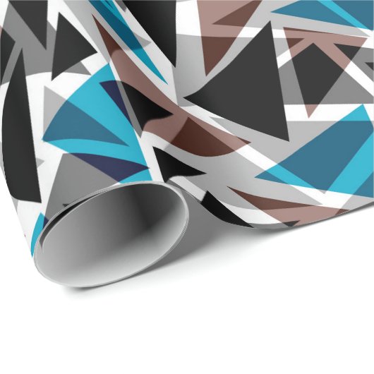 Zwart en blauw, veelhoekig, Abstract, geometrisch Cadeaupapier (Rol Hoek)