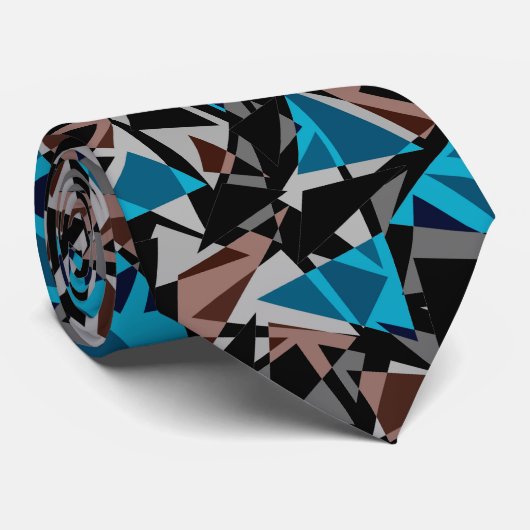Zwart en blauw, veelhoekig, Abstract, geometrisch  Stropdas (Opgerold)