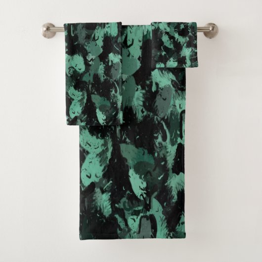 Zwart en Blauwgroen Bad Handdoek (Insitu)