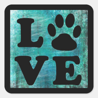 Zwart en Blauwgroen Pet Paw Prints Hond of Kat Sti Vierkante Sticker