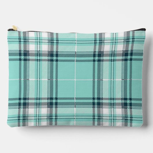 Zwart en Blauwgroen Plaid Print w/Initialen Etui (Voorkant)