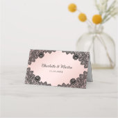 Zwart en Blush Bloemen Kant Trouwen (Achterkant)