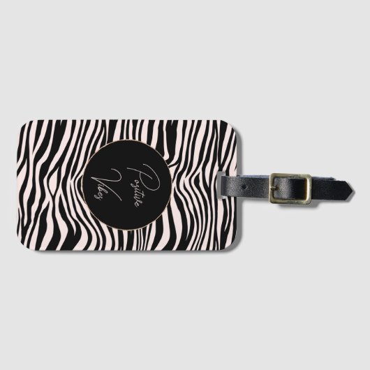 Zwart en Blush Zand Zebra Print Bagagelabel (Voorkant (horizontaal))