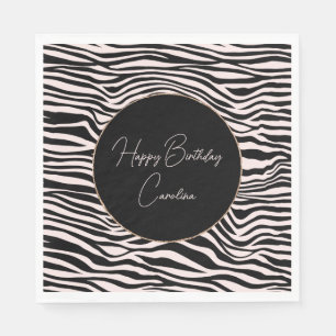 Zwart en Blush Zand Zebra Print Servet
