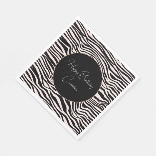 Zwart en Blush Zand Zebra Print Servet (Hoek)