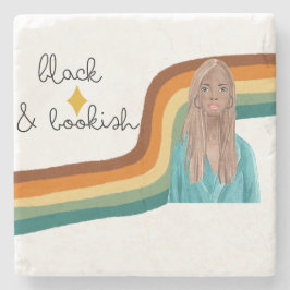 Zwart en boekomloop in boekvorm stenen onderzetter