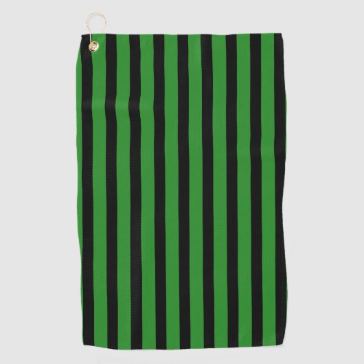  Zwart en Bos Groen Classic Gestreept Golfhanddoek (Voorkant)