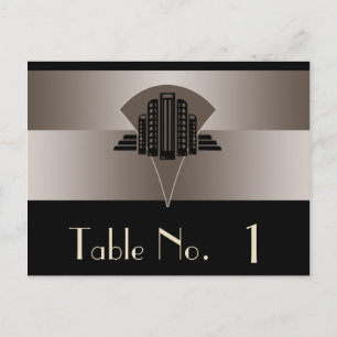 Zwart en Brons Art Deco Tower Tafelnummer