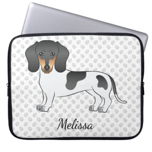 Zwart En Bruin Bont Kortharige Dachshond & Tekst Laptop Sleeve