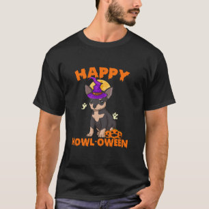 Zwart en bruin Chihuahua Heksenkostuum Hond Happy T-shirt