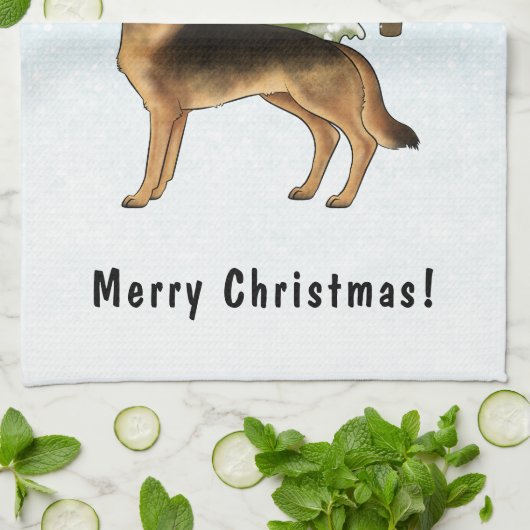 Zwart en bruin Duits herdershond Winterbos Theedoek (Gevouwen)