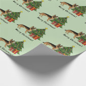 Zwart en bruin Duitse herder en een kerstboom Cadeaupapier (Hoek)