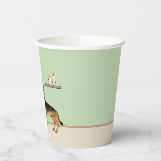 Zwart en bruin Duitse herder en een kerstboom Papieren Bekers (Links)