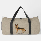 Zwart en bruin Duitse herder hond en naam bruin Plunjezak (Achterkant)