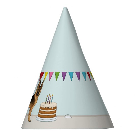 Zwart en bruin Duitse herder kleurrijke verjaardag Feesthoedjes (Rechts)